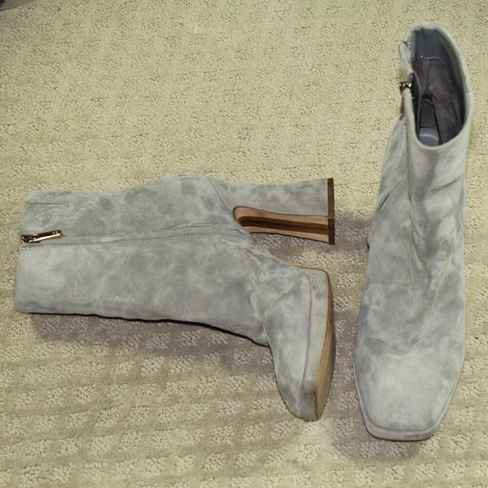 Sam Edelman Jaye Women's Size 8.5 Grey Suede Platform Heeled Ankle Boots